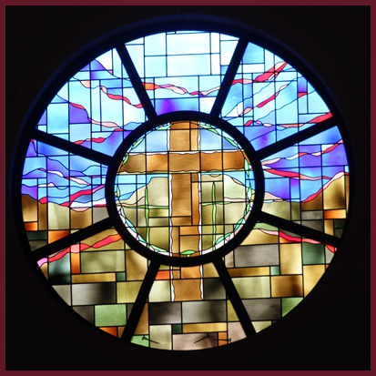 Stained glass windows with cross